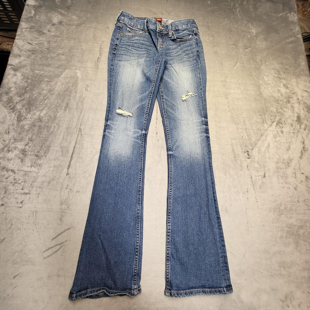Arizona Jean Co Jeans Womens 1 Blue Medium Wash Slim Boot Distressed Stretch